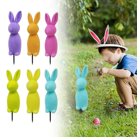 Rabbit-Shaped Artificial Green Plants, Easter Decorative Stakes With Bunny Design Made With Advanced Simulation Technology For Realistic Look, No Watering Or Maintenance Required