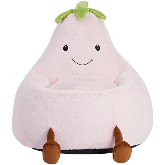 Rabbit-Shaped Plush Bean Bag Chair with Non-Slip Bottom, Detachable Faux Fur Cover & Supportive Foam Fill