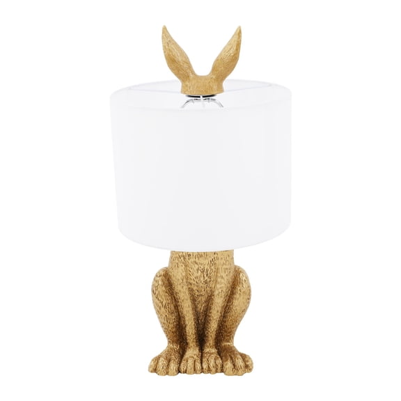 Rabbit Shaped Table Lamp, Gold Finish Desk Lamp, 60W E26 Base, 110V, Button Switch, Resin PVC Durable, for Nightstand Bedroom