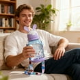 thumbnail image 1 of Rabbit-Shaped Water Bottle with Flip-Top Lid and Adjustable Strap, Large Capacity Straw Cup for Outdoor Activities, Leak-Proof Portable Drink Container for Daily Use, 1 of 6