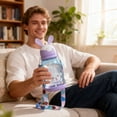 thumbnail image 1 of Rabbit Shaped Water Bottle with Strap, Large Capacity Straw Bottle with Flip Top Lid, Portable Sports Drink Bottle for Students and Office, Easy to Carry and Clean, 1 of 6