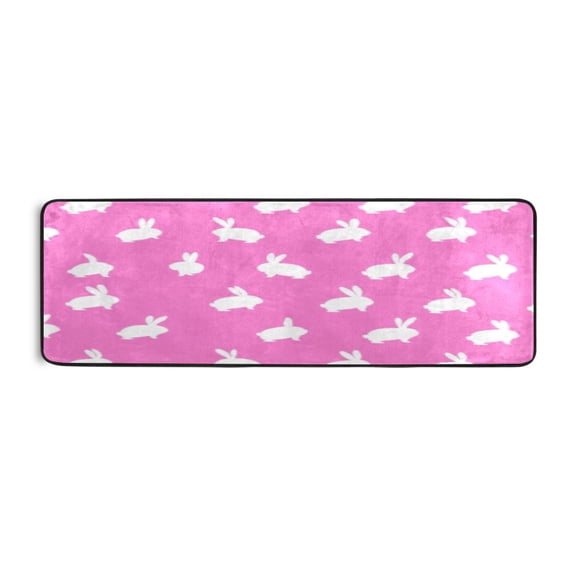 Rabbit Silhouette Pattern 72x24" Runner Rug, Non-Slip Memory Foam Cushion, Anti-Crease for Hallways and Bedrooms