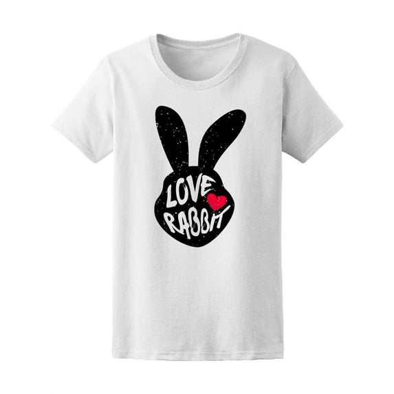 Rabbit Silhouette Red Heart Love T-Shirt Women -Image by Shutterstock, Female Medium