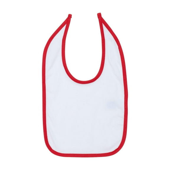 Rabbit Skins 1004 Infant Contrast Trim Bib-White/Red
