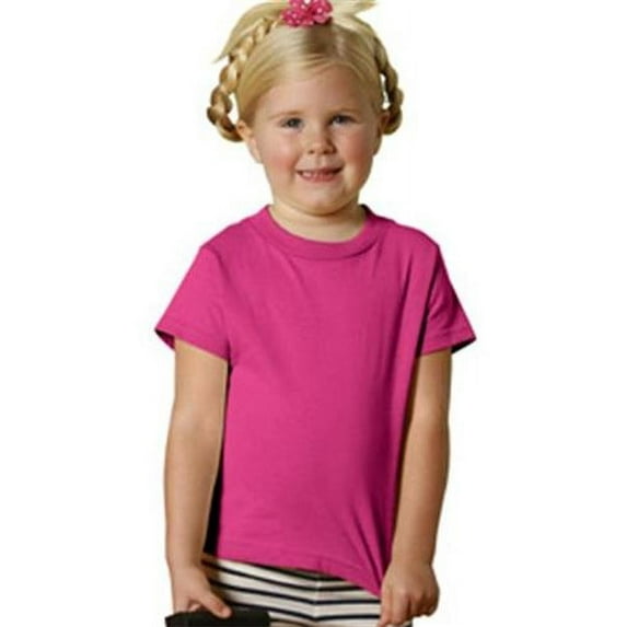 Rabbit Skins 3301T Toddler Kids Short Sleeve T-Shirt, Fuschia, 3T