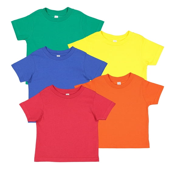 Rabbit Skins 5 Pack Fine Jersey Toddler T-Shirt Boy & Girl| Kids Tee| Blank Child Tshirt , Assorted Brights, 4