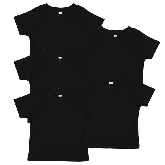 Rabbit Skins 5 Pack Fine Jersey Toddler T-Shirt Boy & Girl| Kids Tee| Blank Child Tshirt , Black, 2