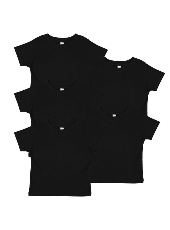 Rabbit Skins 5 Pack Fine Jersey Toddler T-Shirt Boy & Girl| Kids Tee| Blank Child Tshirt , Black, 3