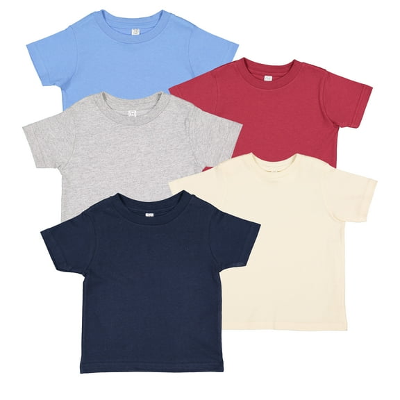 Rabbit Skins 5 Pack Fine Jersey Toddler T-Shirt Boy & Girl| Kids Tee| Blank Child Tshirt , Retro Americana, 2