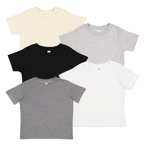 Rabbit Skins 5 Pack Fine Jersey Toddler T-Shirt Boy & Girl| Kids Tee| Blank Child Tshirt , Rocks 2, 4