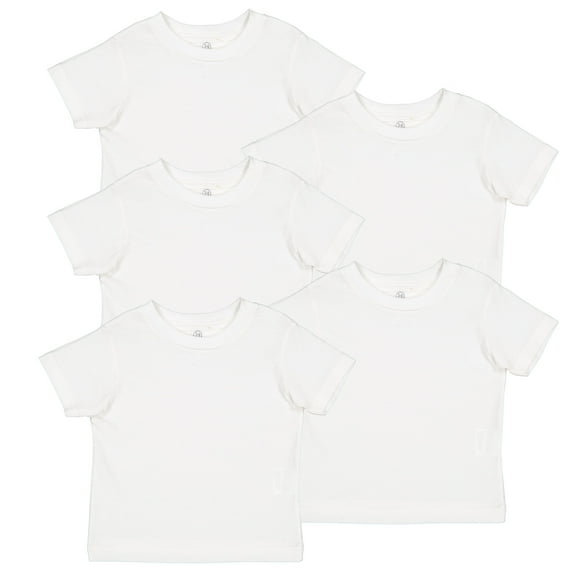 Rabbit Skins 5 Pack Fine Jersey Toddler T-Shirt Boy & Girl| Kids Tee| Blank Child Tshirt , White, 5