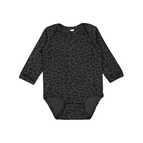 Rabbit Skins B08138102 Infant Fine Jersey Long Sleeve Bodysuit, Black Leopard - 6 Months