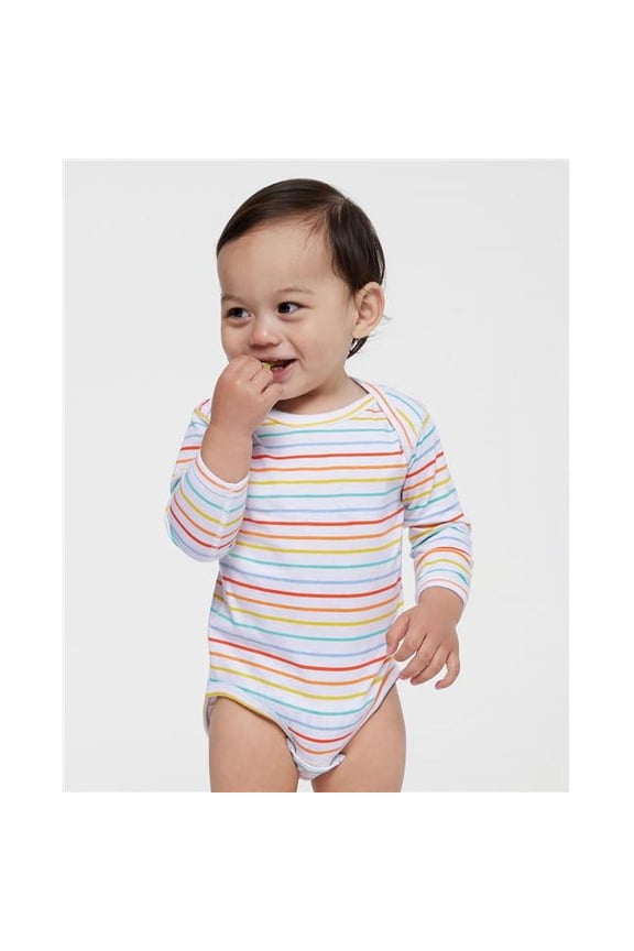 B08138113 Infant Fine Jersey Long Sleeve Bodysuit, White Spot - 12 Months