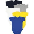 thumbnail image 1 of Rabbit Skins, Baby 5-Pack Soft Short- Sleeve Bodysuit, Hanukkah: Royal/ Gold/ White/ Heather/ Navy, 18 Months, 1 of 4