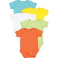 thumbnail image 1 of Rabbit Skins Baby Bodysuits, Girls & Boys, Newborn to 24 Months, 5-Pack Set, Snap Closure, Multi-color, Cotton , Beach Ball: Caribbean/Yellow/White/ Key Lime/Orange, 18 Months, 1 of 4
