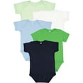 thumbnail image 1 of Rabbit Skins Baby Bodysuits, Girls & Boys, Newborn to 24 Months, 5-Pack Set, Snap Closure, Multi-color, Cotton , Preppy: Mint/White/Light Blue/Apple/Navy, 18 Months, 1 of 4