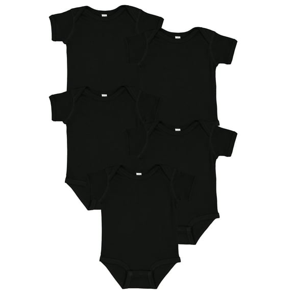 Rabbit Skins Baby Bodysuits, Girls & Boys, Newborn to 24 Months, 5-Pack Set, Snap Closure, Multi-color, Cotton , Best Basics: Black, 24 Months