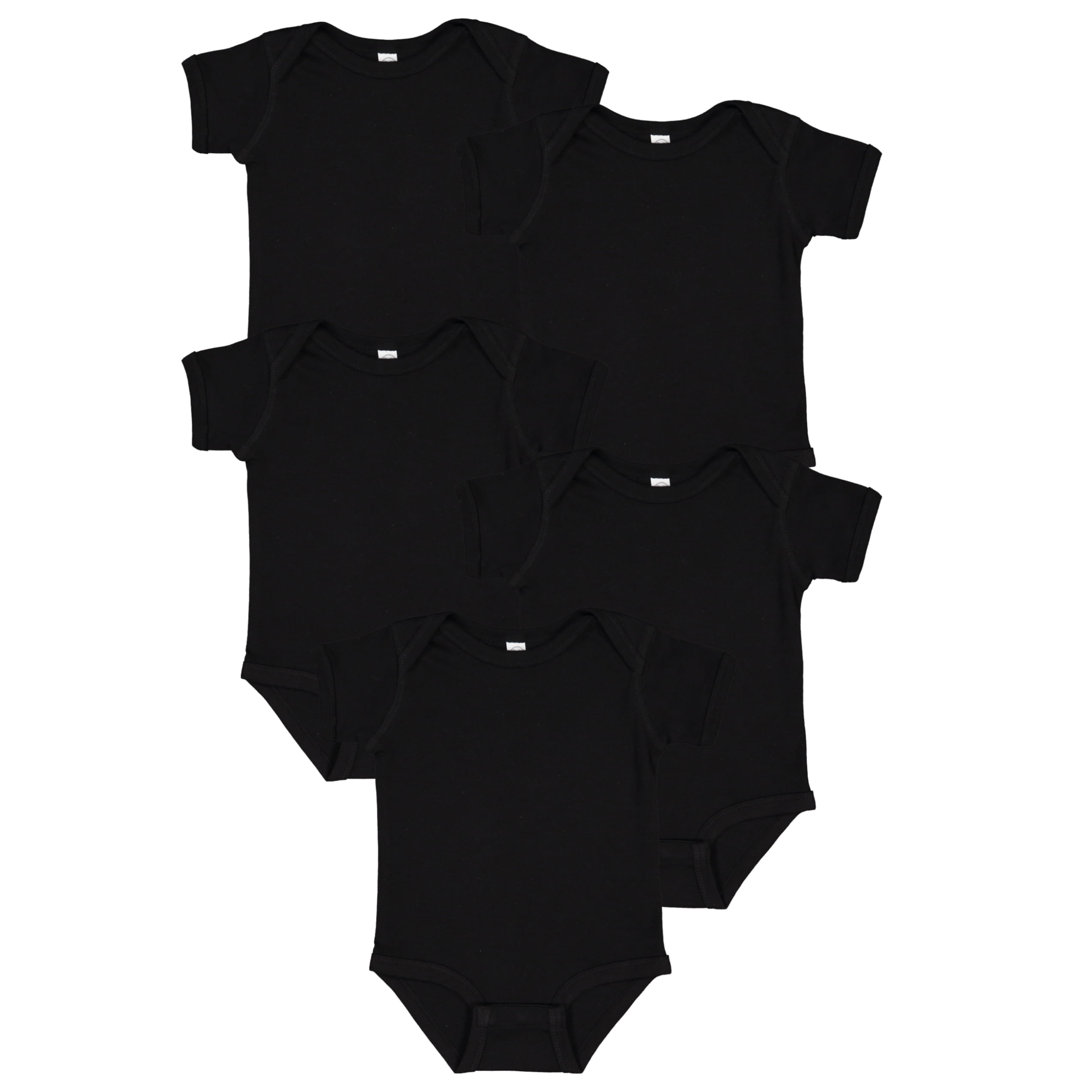 Rabbit Skins Baby Bodysuits, Girls & Boys, Newborn to 24 Months, 5-Pack Set, Snap Closure, Multi-color, Cotton , Best Basics: Black, 6 Months