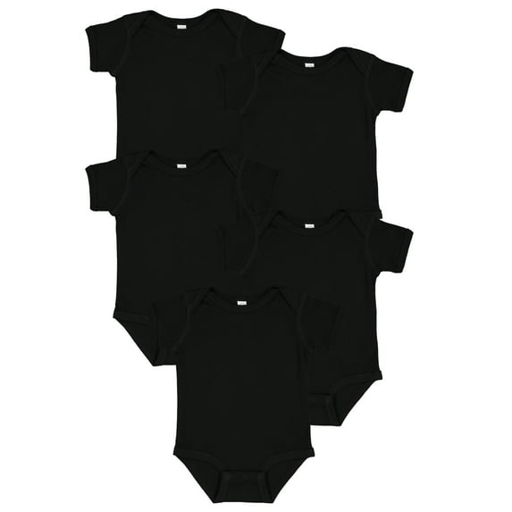 Rabbit Skins Baby Bodysuits, Girls & Boys, Newborn to 24 Months, 5-Pack Set, Snap Closure, Multi-color, Cotton , Best Basics: Black, Newborn