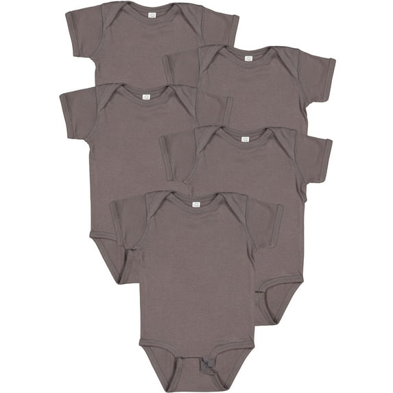 Rabbit Skins Baby Bodysuits, Girls & Boys, Newborn to 24 Months, 5-Pack Set, Snap Closure, Multi-color, Cotton , Charcoal, 6 Months