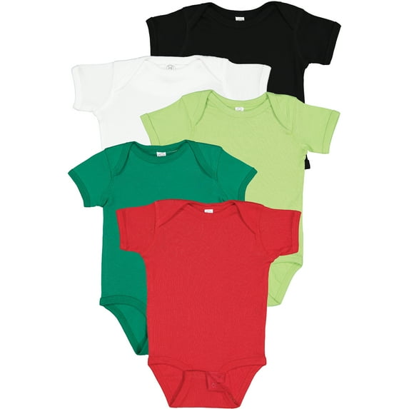Rabbit Skins Baby Bodysuits, Girls & Boys, Newborn to 24 Months, 5-Pack Set, Snap Closure, Multi-color, Cotton , Jolly, 18 Months