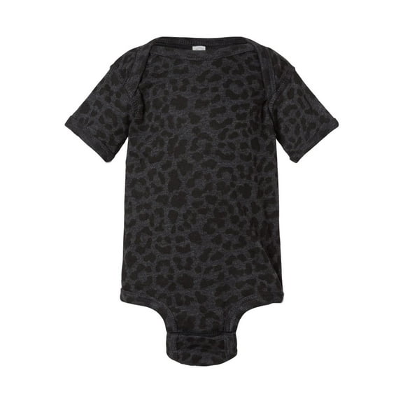 Rabbit Skins, Baby Soft Fine Jersey Short Sleeve Bodysuit, Black Leopard, 6 Months