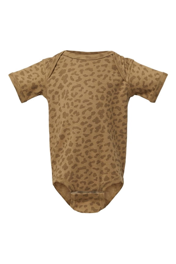, Baby Soft Fine Jersey Short Sleeve Bodysuit, Brown Leopard, Newborn