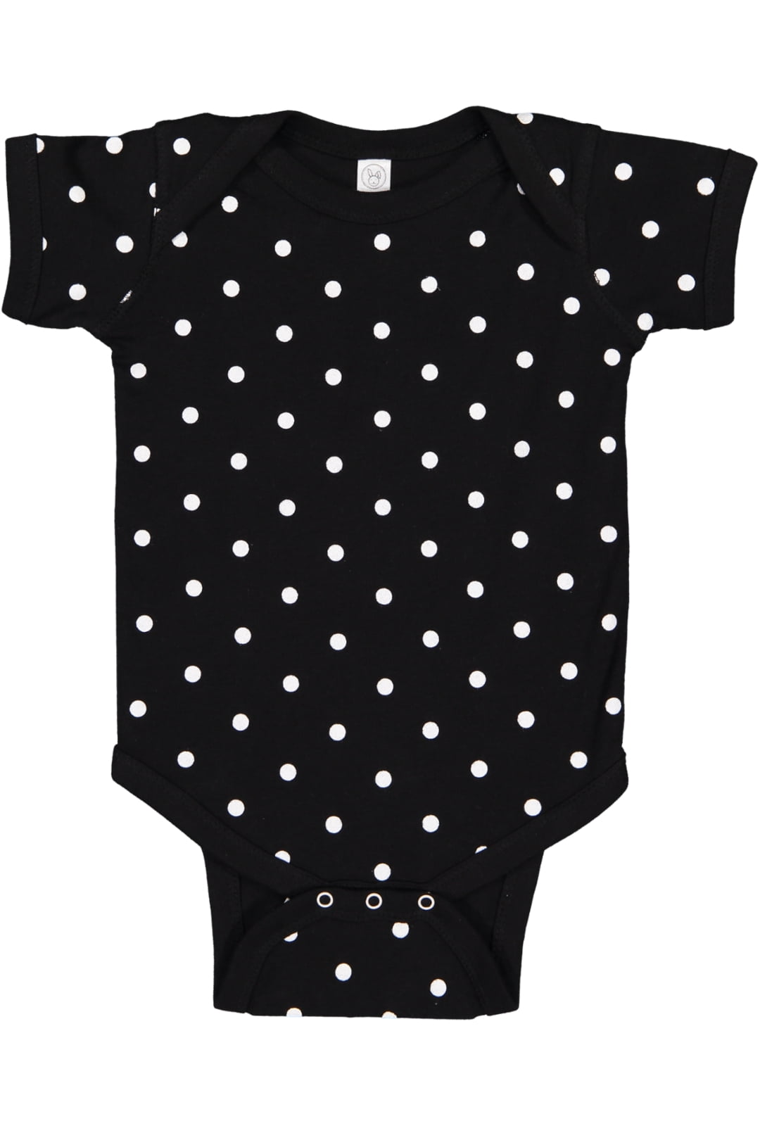 Rabbit Skins Baby Soft Short-Sleeve Bodysuit (4400) Black-White Dot, 18M