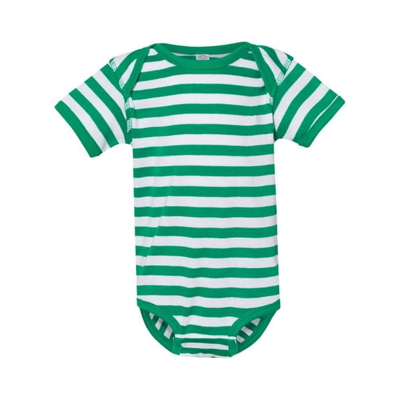 Rabbit Skins Baby Soft Short-Sleeve Bodysuit (4400) Kelly-White Stripe, 24M