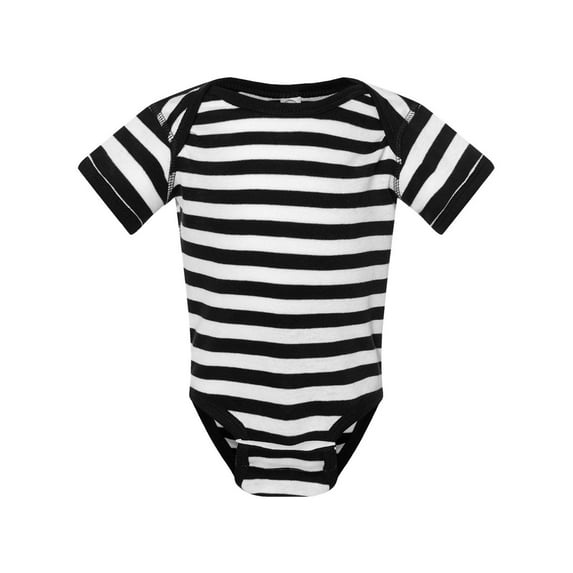 Rabbit Skins, Baby Soft Short-Sleeve Bodysuit , Black White Stripe, 6 Months