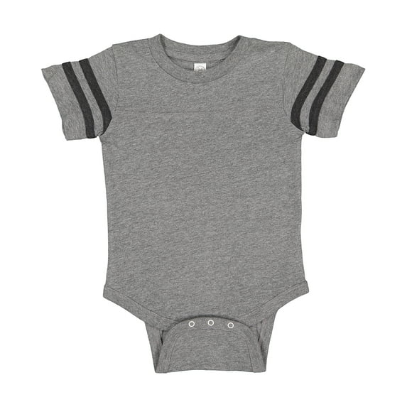 Rabbit Skins, Baby Soft Short Sleeve Football Bodysuit, Granite Vintage Heather, 6 Months