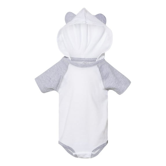 Rabbit Skins Fine Jersey Infant Short Sleeve Raglan Bodysuit with Hood & Ears
