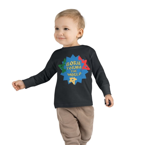 Rabbit Skins Born To Run The World Toddler Long Sleeve Tee