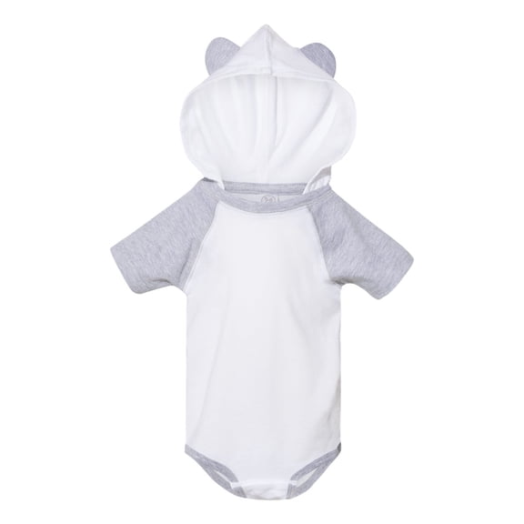 Rabbit Skins Fine Jersey Infant Short Sleeve Raglan Bodysuit with Hood & Ears