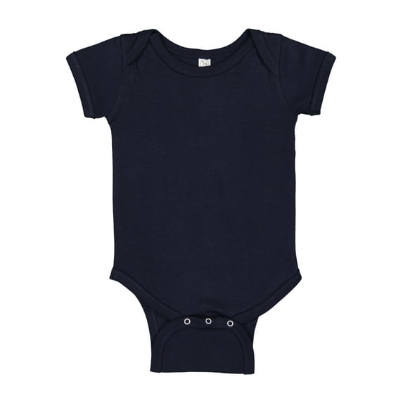 Rabbit Skins Infant 100% Cotton Jersey Lap Shoulder Short Sleeve Bodysuit, Navy, 24 Months