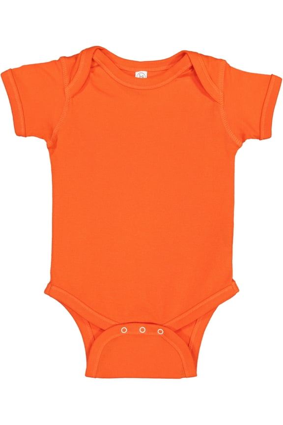 Infant 100% Cotton Jersey Lap Shoulder Short Sleeve Bodysuit, Orange, 12 Months