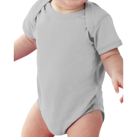 Rabbit Skins Infant 100% Cotton Jersey Lap Shoulder Short Sleeve Bodysuit, Titanium, 24 Months