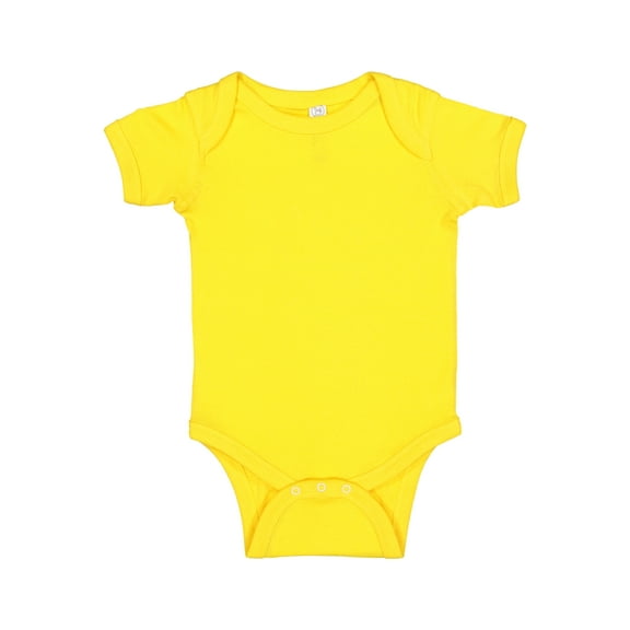 Rabbit Skins Infant 100% Cotton Jersey Lap Shoulder Short Sleeve Bodysuit, Yellow, 12 Months