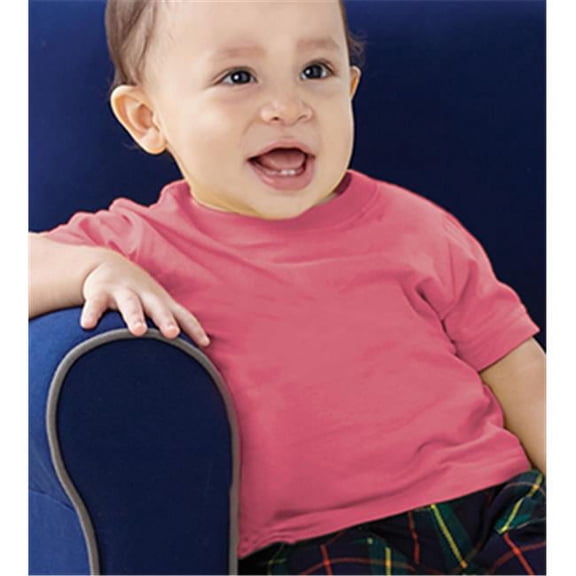 Rabbit Skins Infant 100% Cotton Jersey Short Sleeve Tee, Raspberry, 18 Months