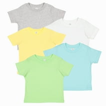 Rabbit Skins, Infant Baby Fine Jersey Short Sleeve Tee 5 Pack, Baby Love, 18 Months