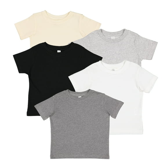 Rabbit Skins, Infant Baby Fine Jersey Short Sleeve Tee 5 Pack, Rock Star, 12 Months