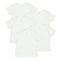 Rabbit Skins, Infant Baby Fine Jersey Short Sleeve Tee 5 Pack, White, 6 Months