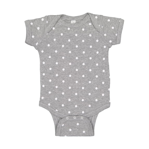 Rabbit Skins Infant Baby Rib Bodysuit - HEATHER/ WHT DOT - 6MOS