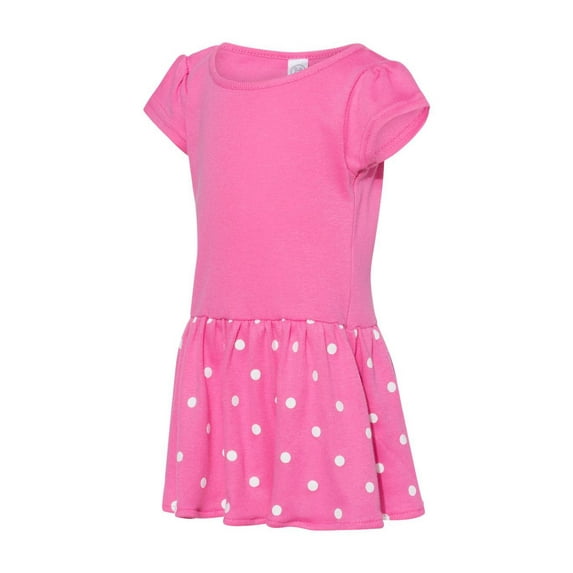 Rabbit Skins - Infant Baby Rib Dress - 5320 - Raspberry/ Raspberry Dot - Size: 12M