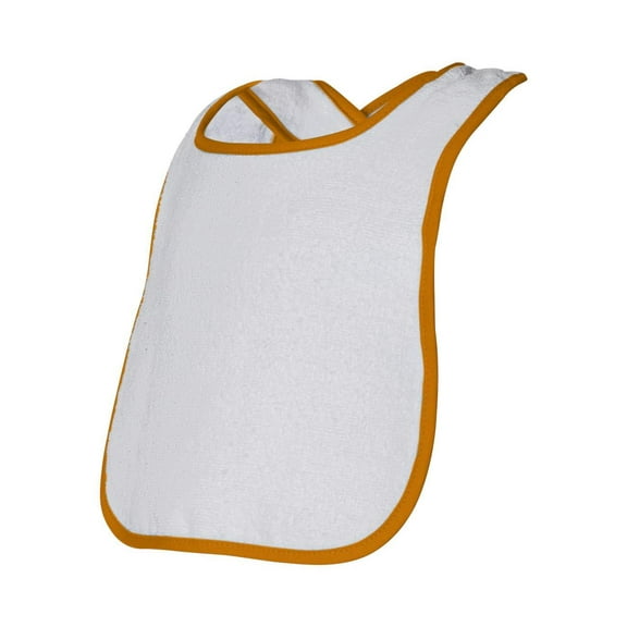 Rabbit Skins 1003 Infant Contrast Trim Terry Bib, White, Gold, One Size