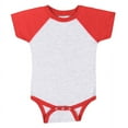 thumbnail image 1 of Rabbit Skins Infant Fine Jersey Raglan Short Sleeve Baseball Bodysuit, Vintage Heather/ Vintage Red, 24 Months, 1 of 4