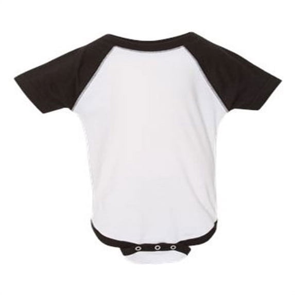 Rabbit Skins Infant Fine Jersey Raglan Short Sleeve Baseball Bodysuit, White Solid/Black, Newborn