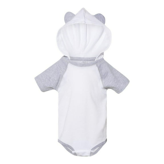 Rabbit Skins Infant Fine Jersey Short Sleeve Raglan Bodysuit with Hood & Ears