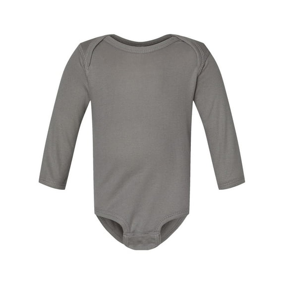 Rabbit Skins Infant Long-Sleeve Baby Rib Bodysuit - TITANIUM - 12MOS