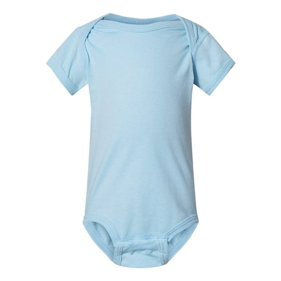 Rabbit Skins Infant 100% Cotton Jersey Lap Shoulder Short Sleeve Bodysuit, Light Blue, Newborn